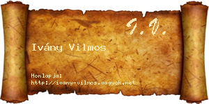 Ivány Vilmos névjegykártya